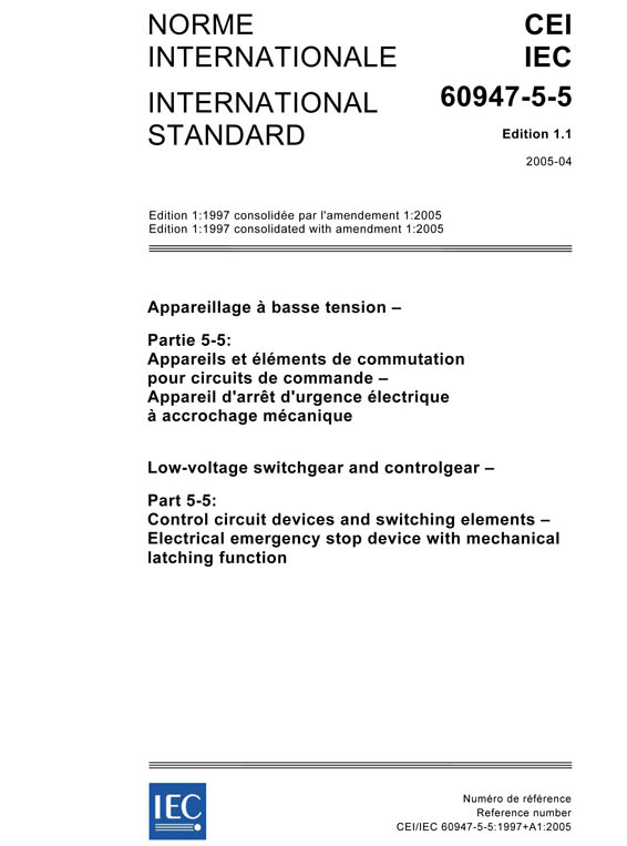 Cover IEC 60947-5-5:1997+AMD1:2005 CSV (Consolidated Version)